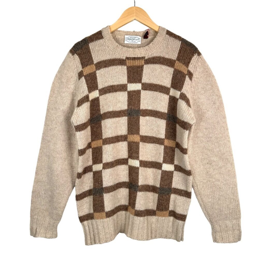 VTG 80s Palos Verdes Michael John and co 100% Shetland Wool striped sweater sz L